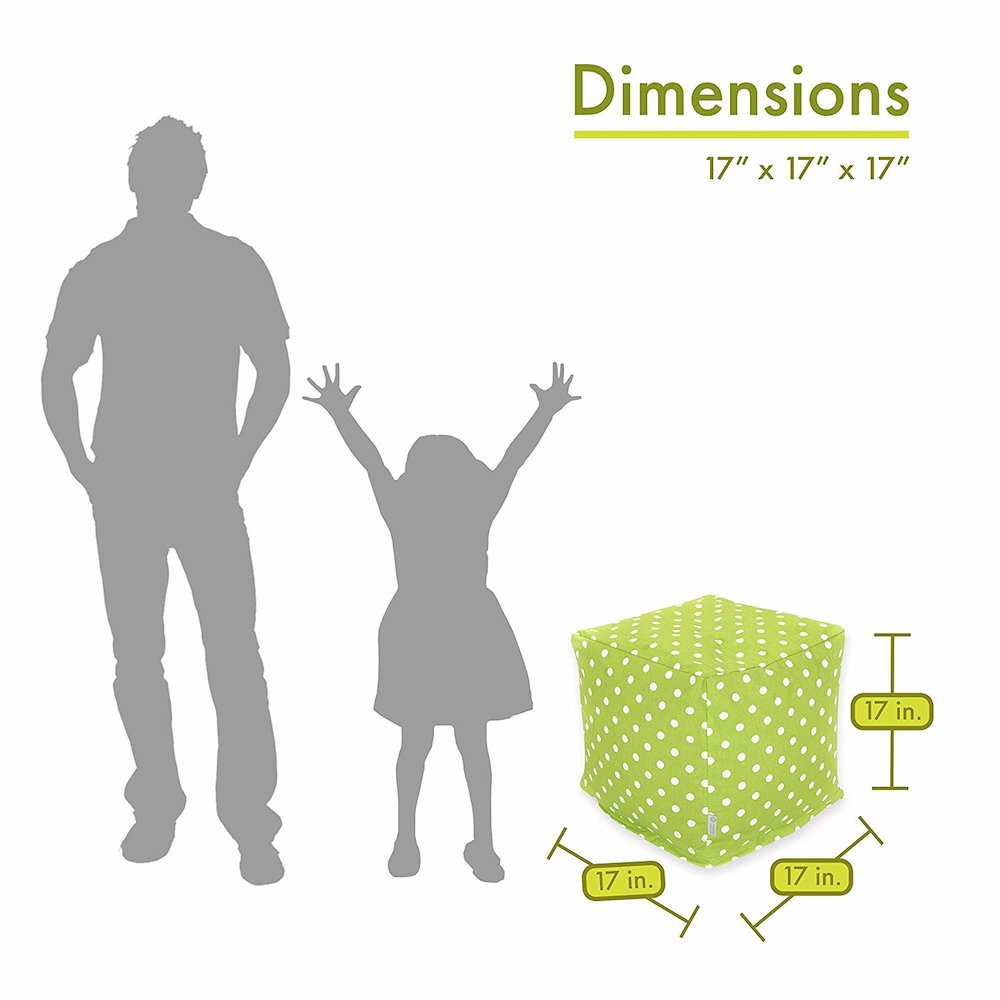 Majestic Home Goods Cube Pouf Polka Dot (Small) Lime. Picture 2