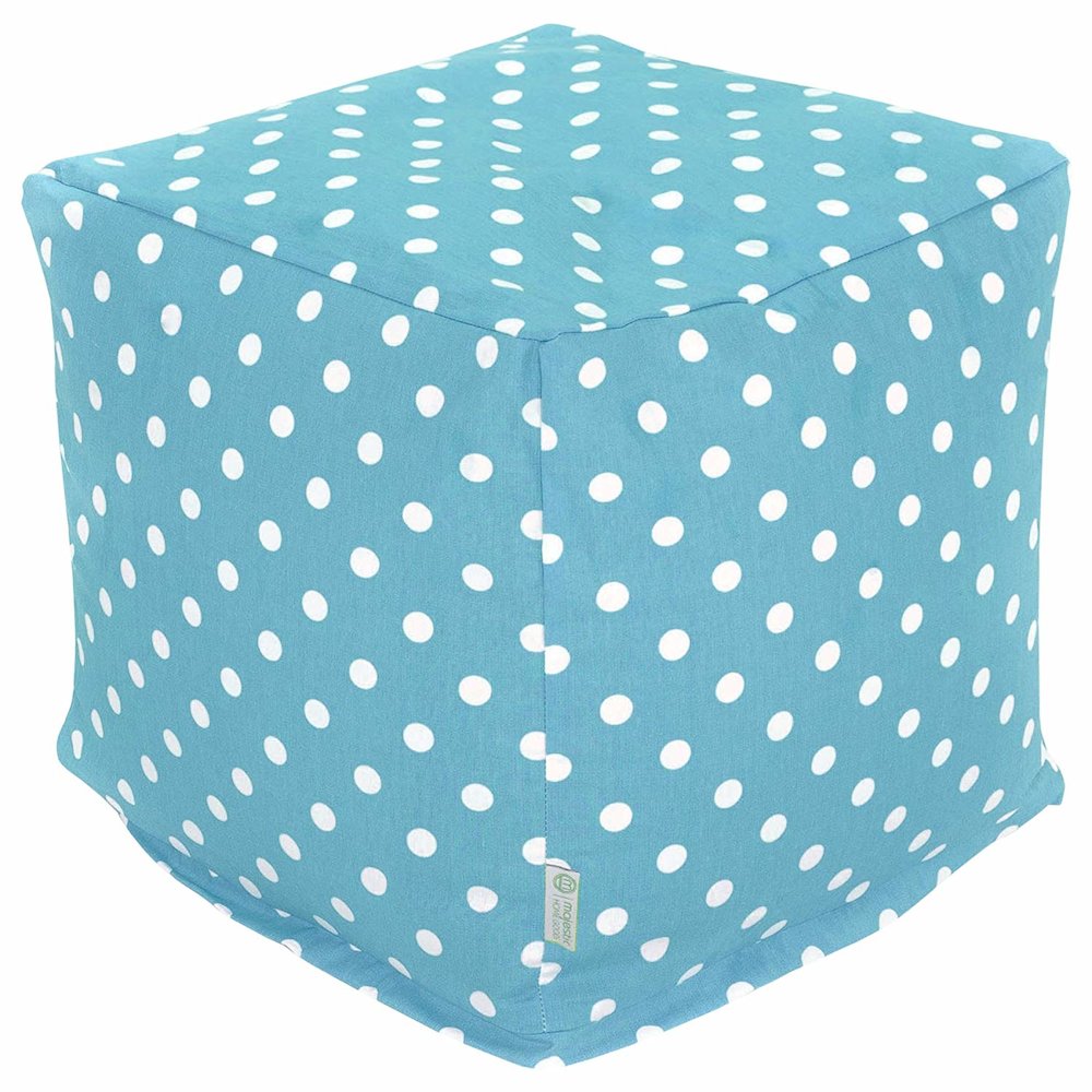 Majestic Home Goods Cube Pouf Polka Dot (Small) Aquamarine. Picture 1
