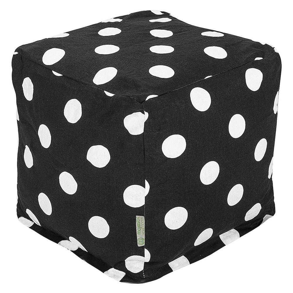 Majestic Home Goods Cube Pouf Polka Dot (Large) Black. Picture 1