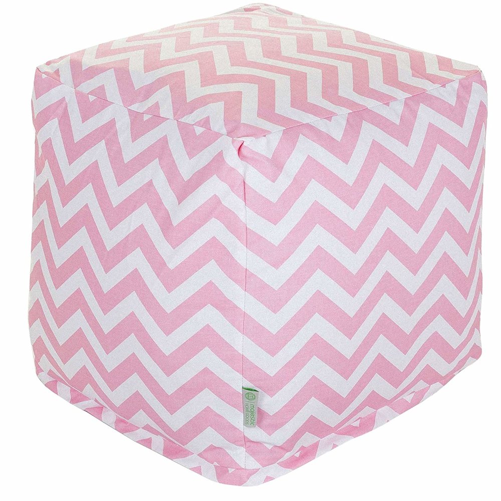 Majestic Home Goods Cube Pouf Chevron BabyPink. Picture 1