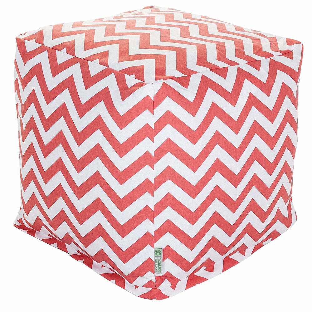 Majestic Home Goods Cube Pouf Chevron Coral. Picture 1