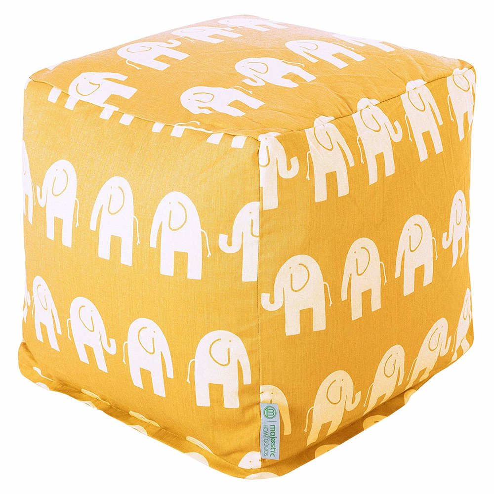 Majestic Home Goods Cube Pouf Ellie Yellow. Picture 1