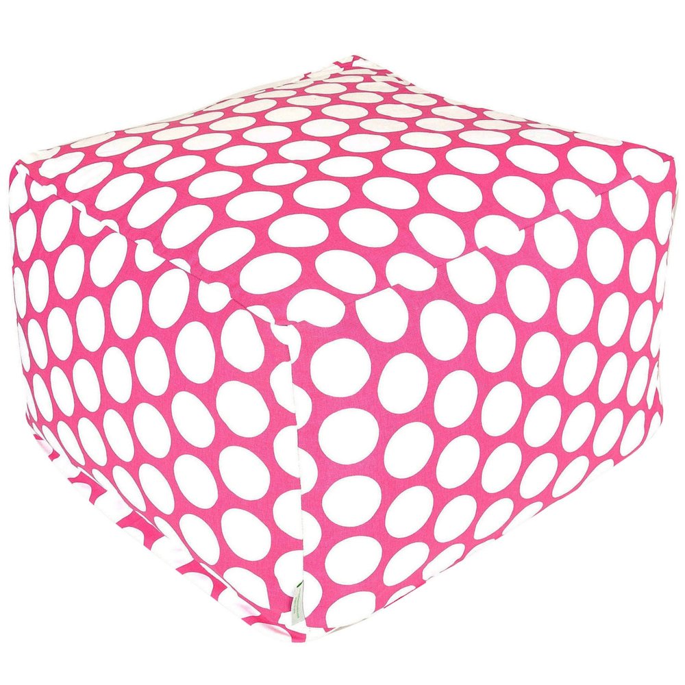 Majestic Home Goods Ottoman Pouf Polka Dot (Large) Hot Pink. Picture 1