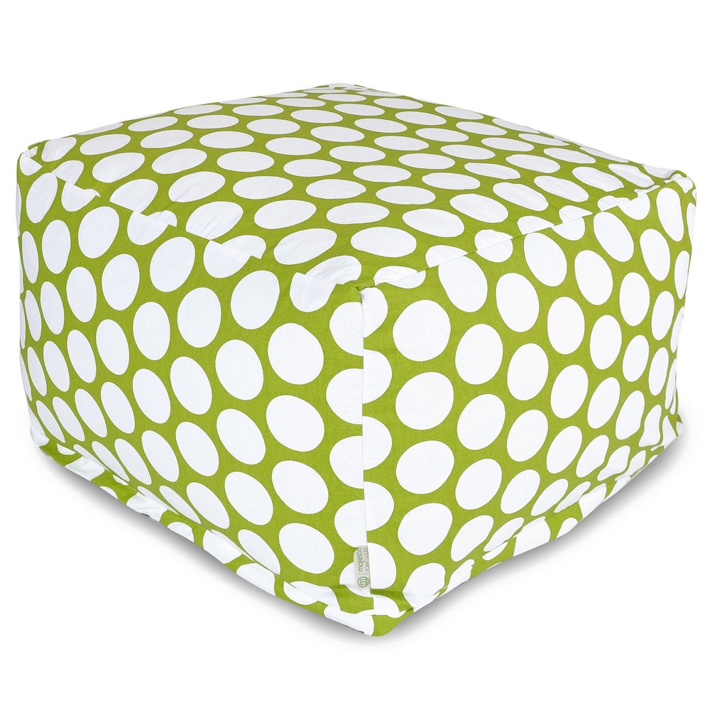Majestic Home Goods Ottoman Pouf Polka Dot (Large) Hot Green. Picture 1