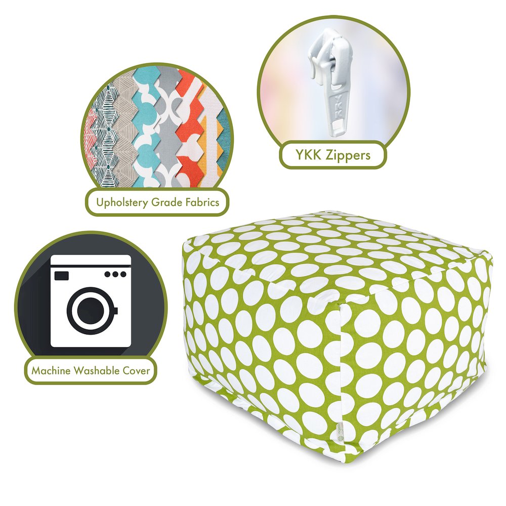 Majestic Home Goods Ottoman Pouf Polka Dot (Large) Hot Green. Picture 2