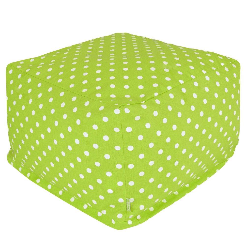 Majestic Home Goods Ottoman Pouf Polka Dot (Small) Lime. Picture 1