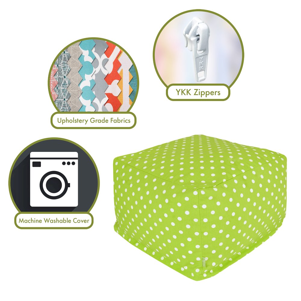 Majestic Home Goods Ottoman Pouf Polka Dot (Small) Lime. Picture 2