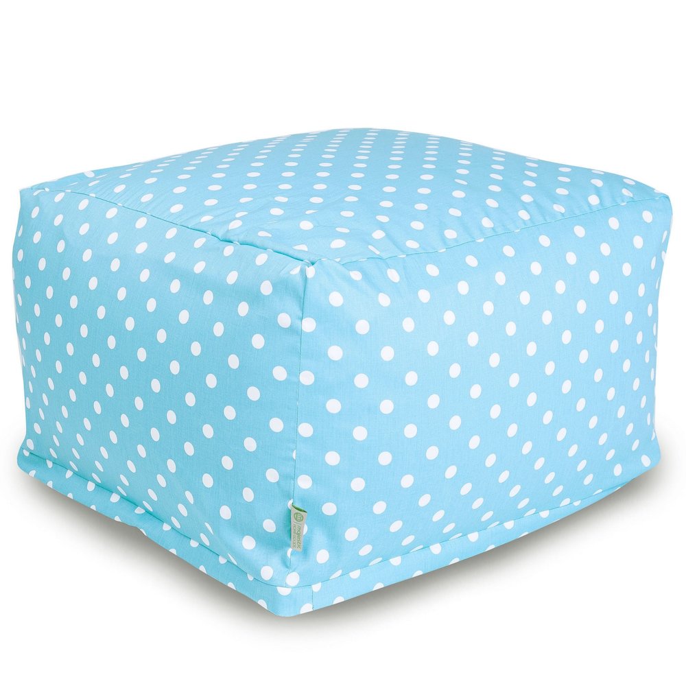Majestic Home Goods Ottoman Pouf Polka Dot (Small) Aquamarine. Picture 1