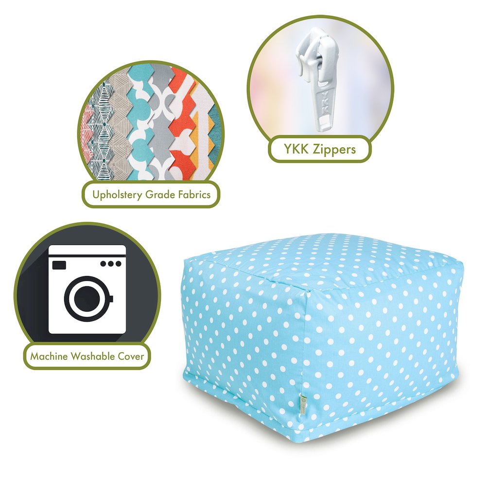 Majestic Home Goods Ottoman Pouf Polka Dot (Small) Aquamarine. Picture 2
