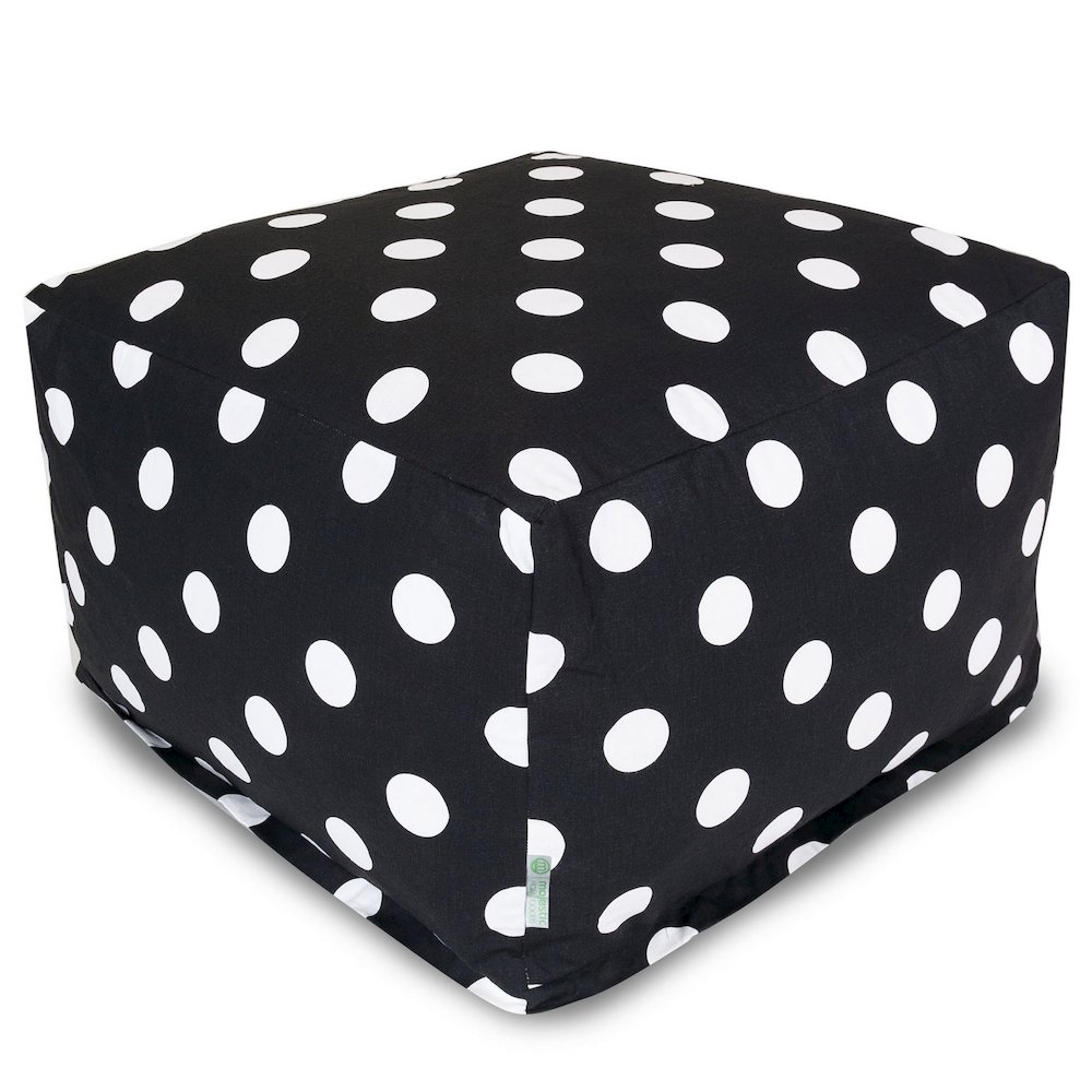 Majestic Home Goods Ottoman Pouf Polka Dot (Large) Black. Picture 1