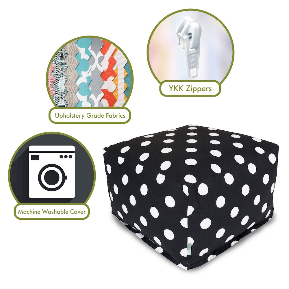 Majestic Home Goods Ottoman Pouf Polka Dot (Large) Black. Picture 2