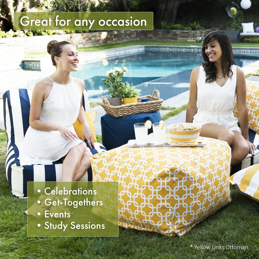 Majestic Home Goods Ottoman Pouf Polka Dot (Large) Black. Picture 5