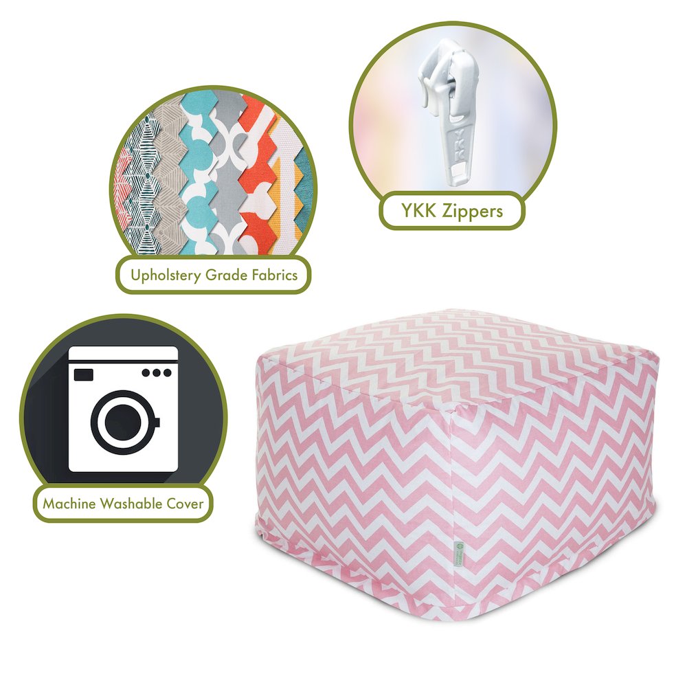 Majestic Home Goods Ottoman Pouf Chevron BabyPink. Picture 2