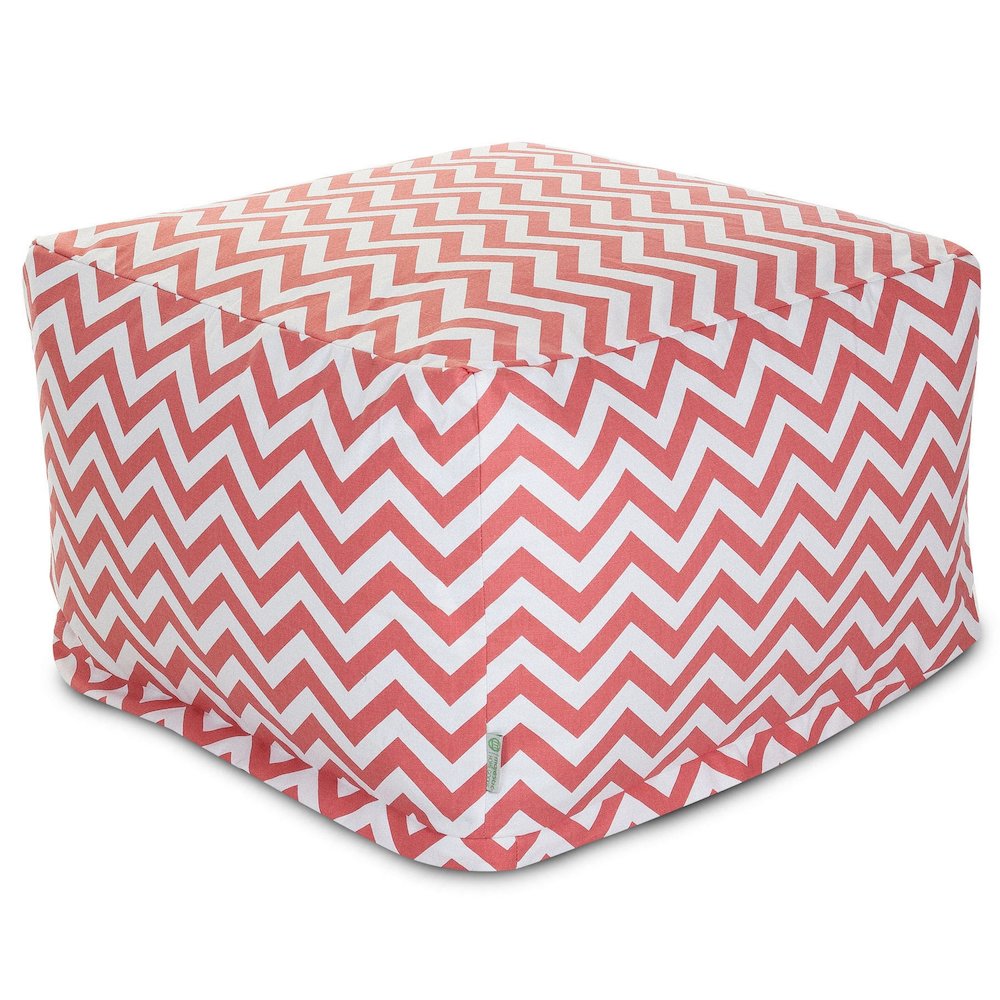 Majestic Home Goods Ottoman Pouf Chevron Coral. Picture 1