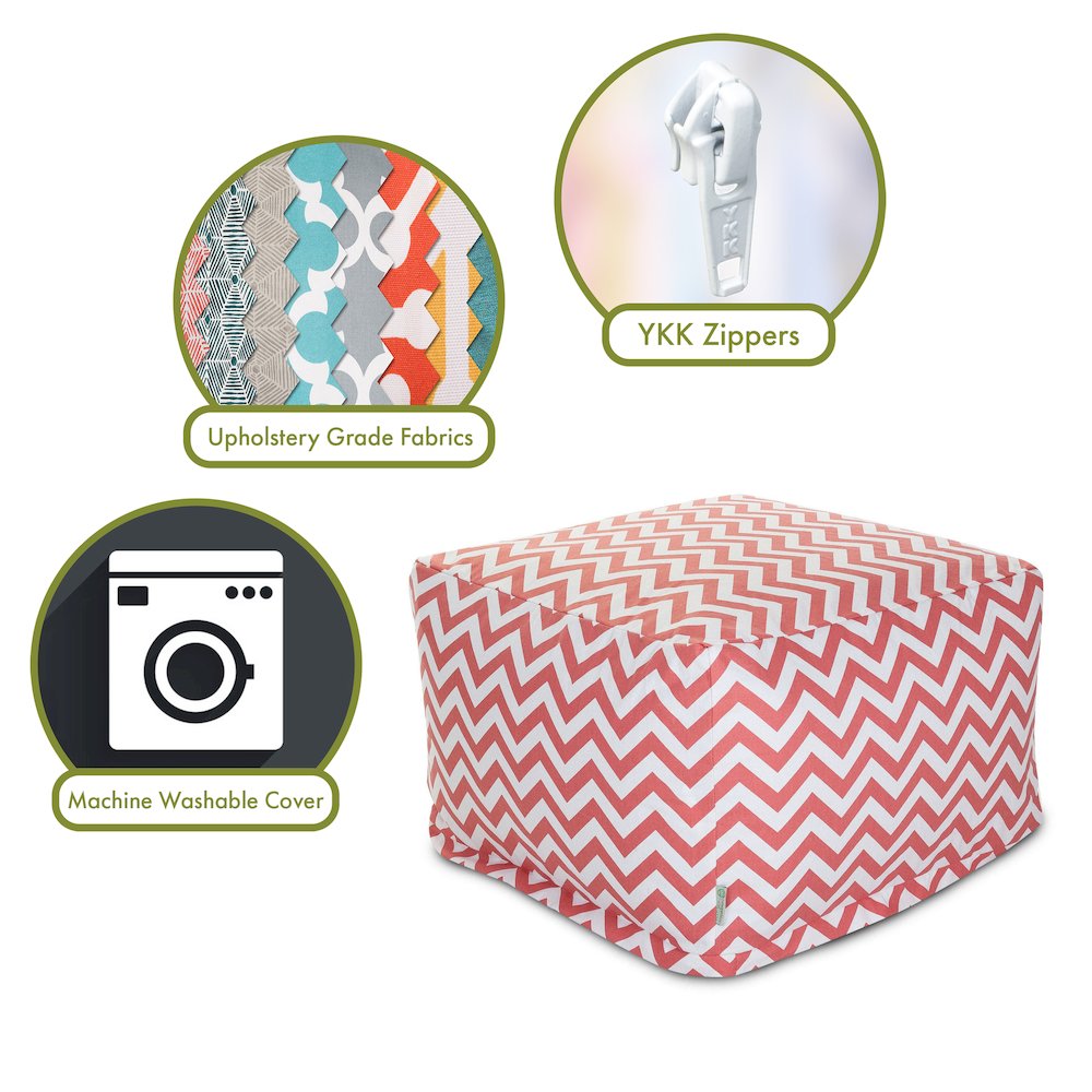 Majestic Home Goods Ottoman Pouf Chevron Coral. Picture 2