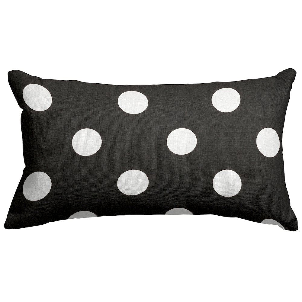 Majestic Home Goods Pillow 12x20 Polka Dot (Large) Black. Picture 1