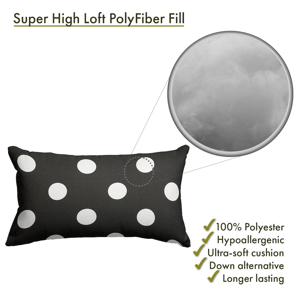 Majestic Home Goods Pillow 12x20 Polka Dot (Large) Black. Picture 2