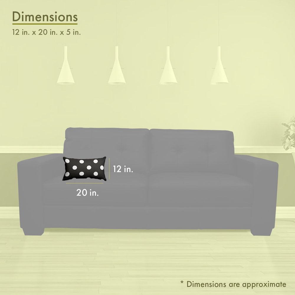 Majestic Home Goods Pillow 12x20 Polka Dot (Large) Black. Picture 3