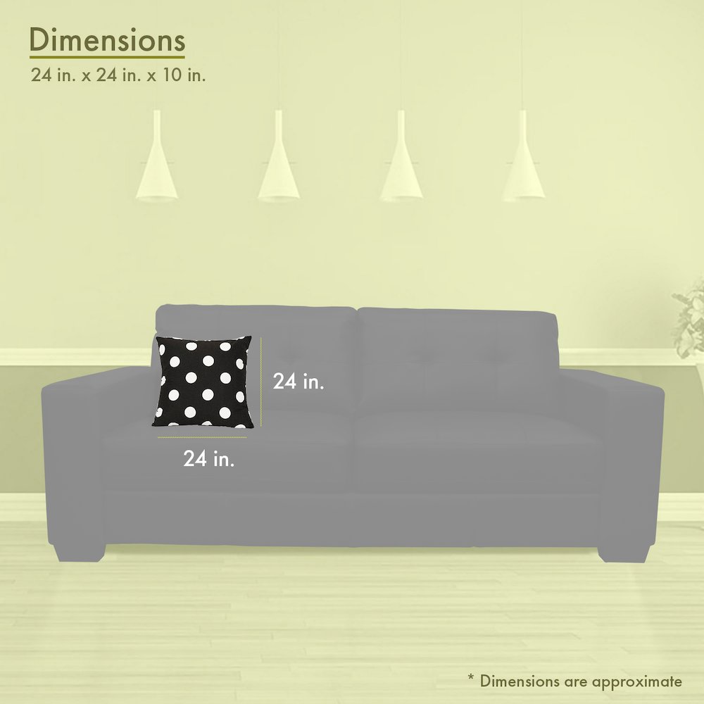 Majestic Home Goods Pillow 24x24 Polka Dot (Large) Black. Picture 3