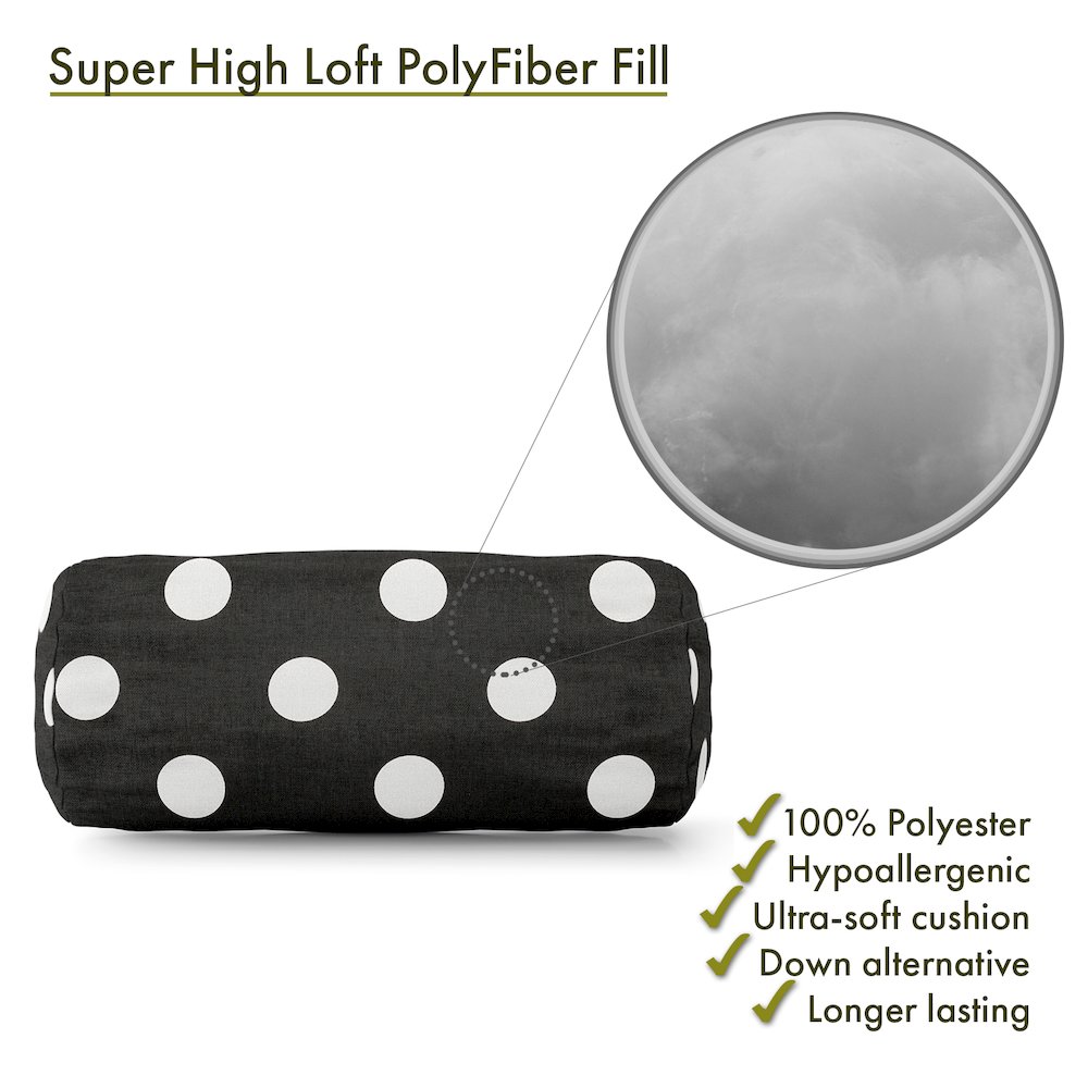 Majestic Home Goods Bolster Pillow Polka Dot (Large) Black. Picture 2