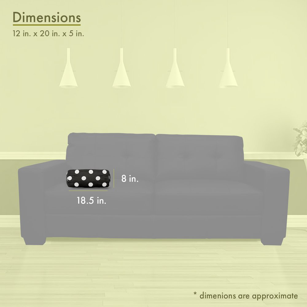 Majestic Home Goods Bolster Pillow Polka Dot (Large) Black. Picture 3