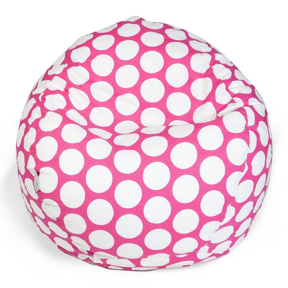 Majestic Home Goods Small Bean Bag Polka Dot (Large) Hot Pink. Picture 1