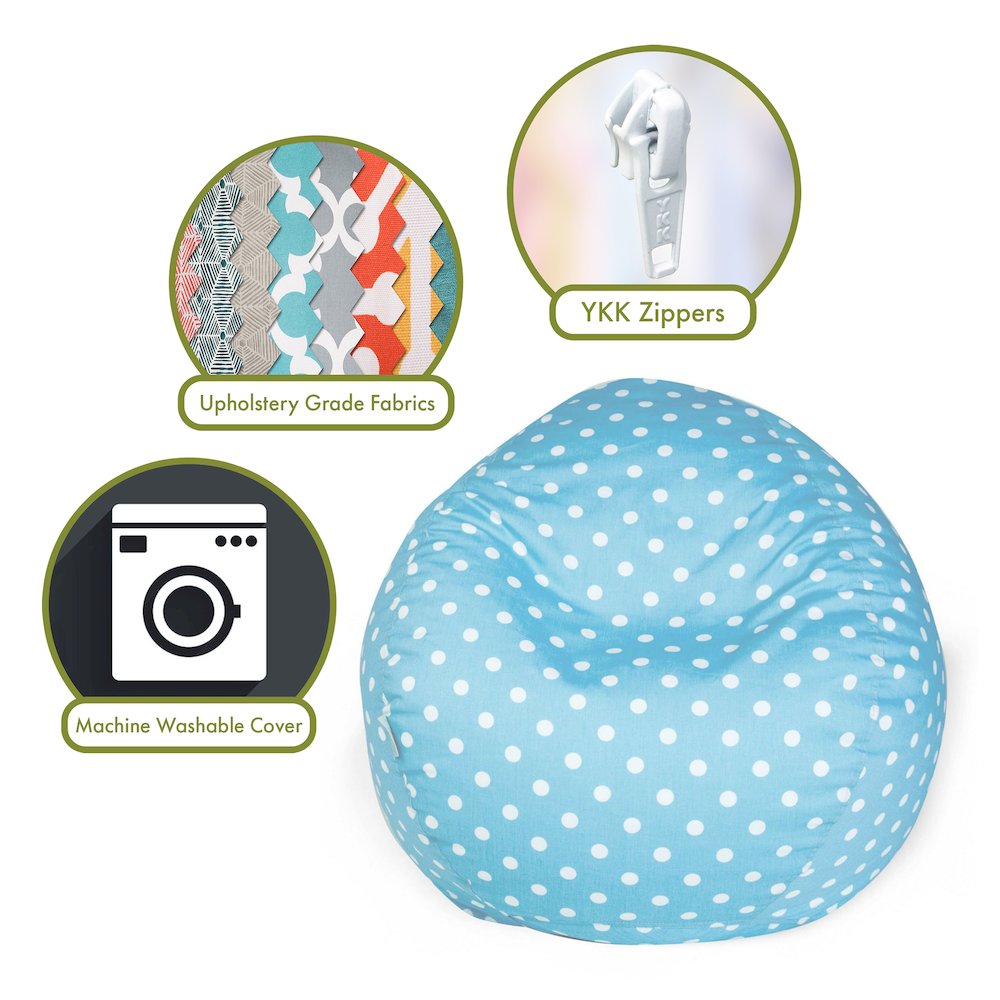 Majestic Home Goods Small Bean Bag Polka Dot (Small) Aquamarine. Picture 2