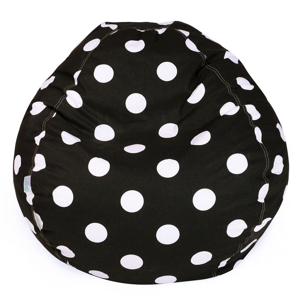 Majestic Home Goods Small Bean Bag Polka Dot (Large) Black. Picture 1