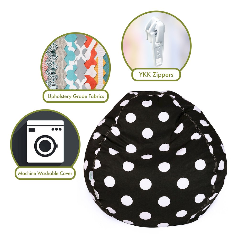 Majestic Home Goods Small Bean Bag Polka Dot (Large) Black. Picture 2