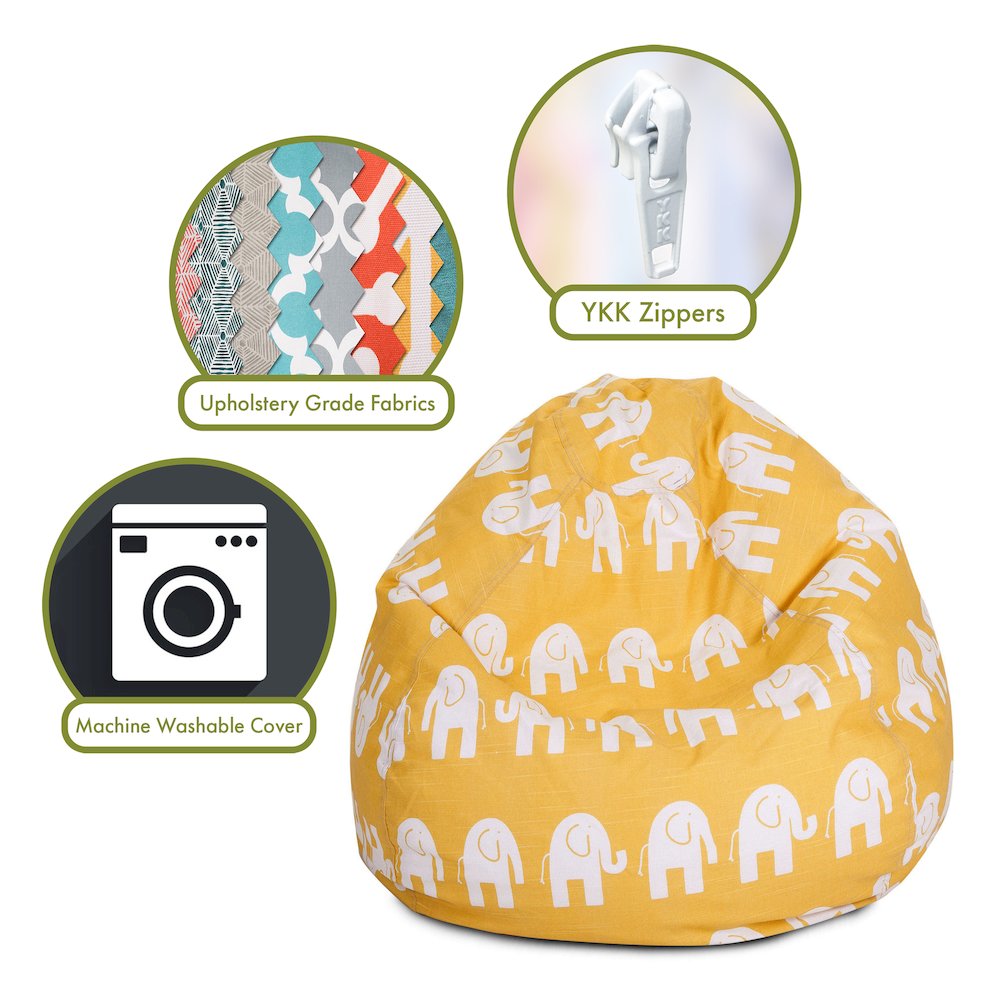 Majestic Home Goods Small Bean Bag Ellie Yellow. Picture 2