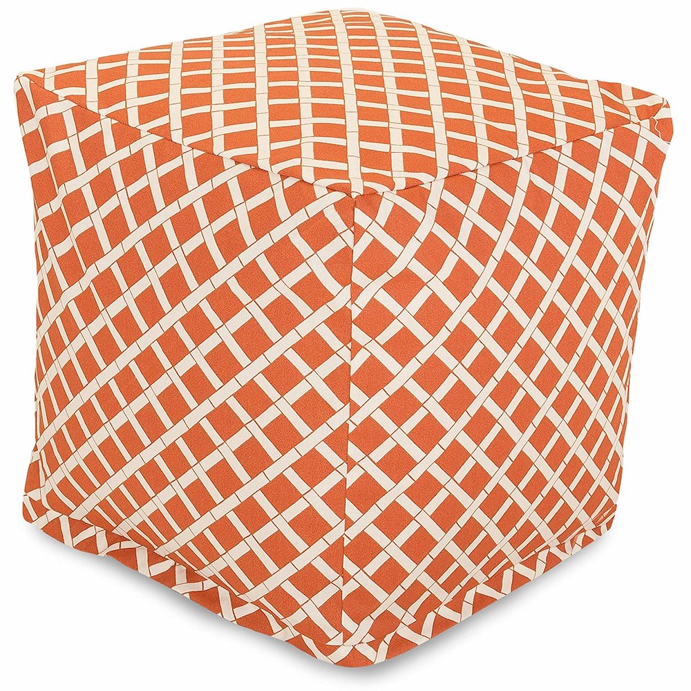 Majestic Home Goods Cube Pouf Bamboo Burnt Orange. Picture 1