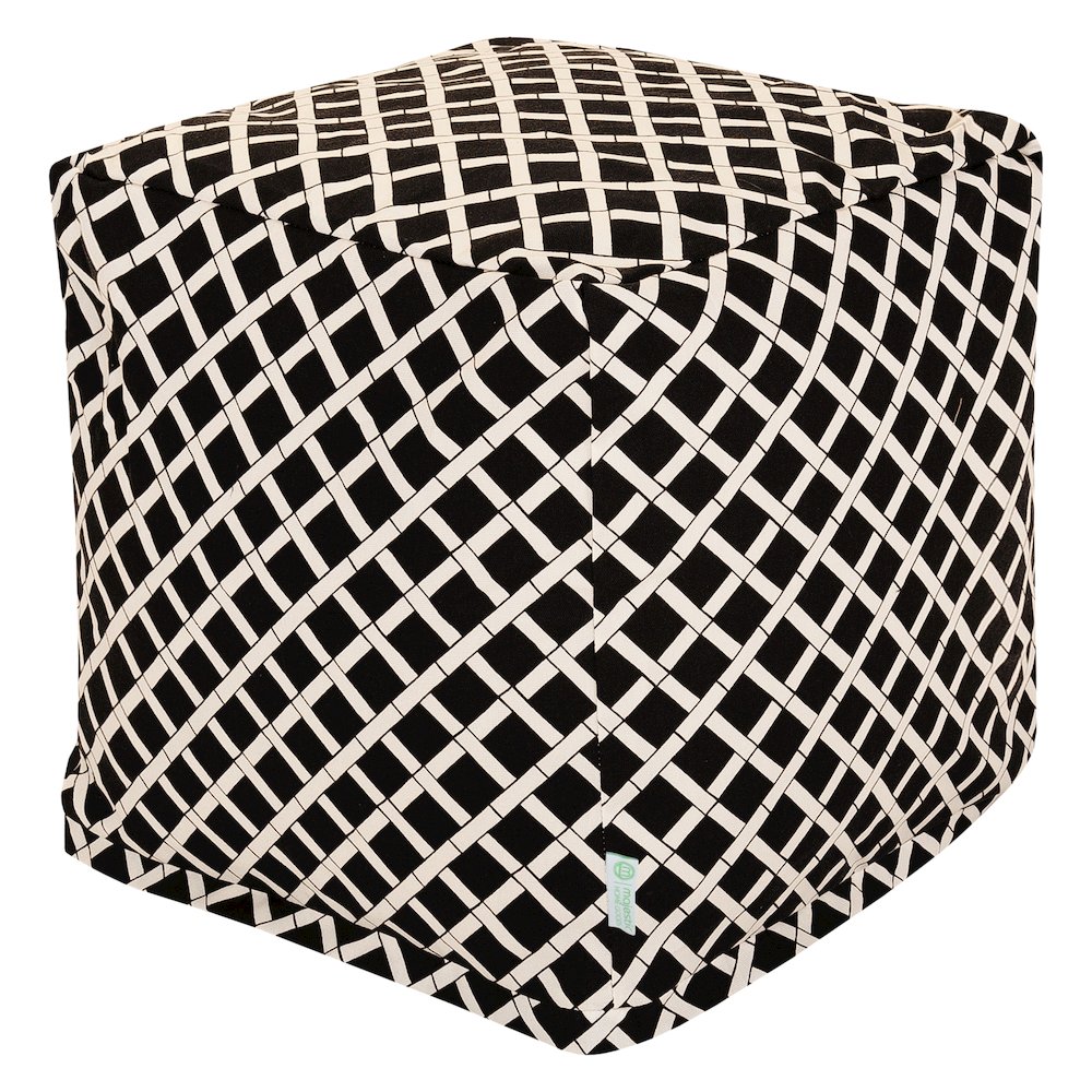 Majestic Home Goods Cube Pouf Bamboo Black. Picture 1