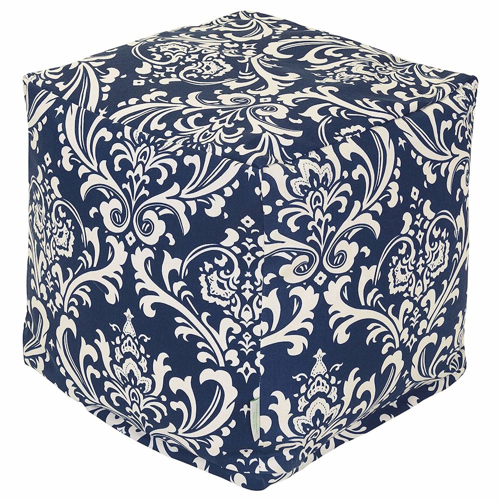 Majestic Home Goods Cube Pouf French Quarter Navy. Picture 1