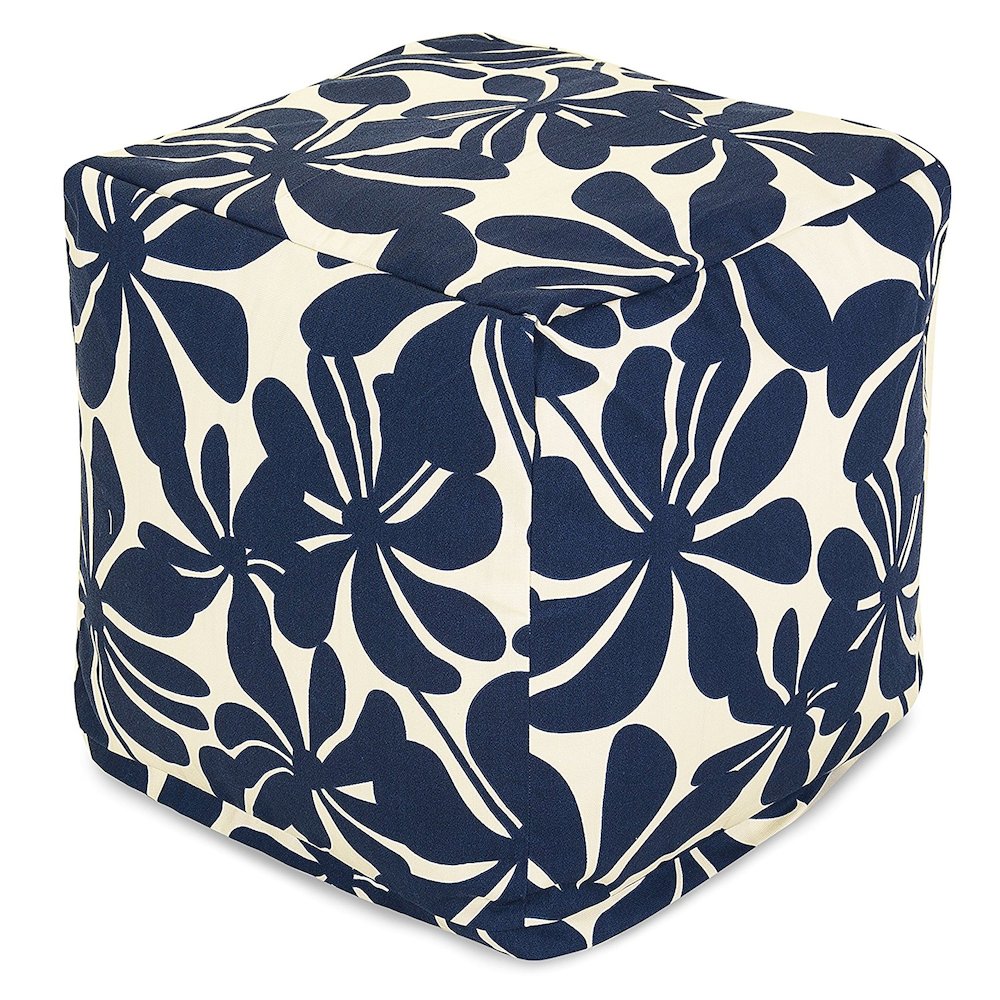 Majestic Home Goods Cube Pouf Plantation Navy. Picture 1