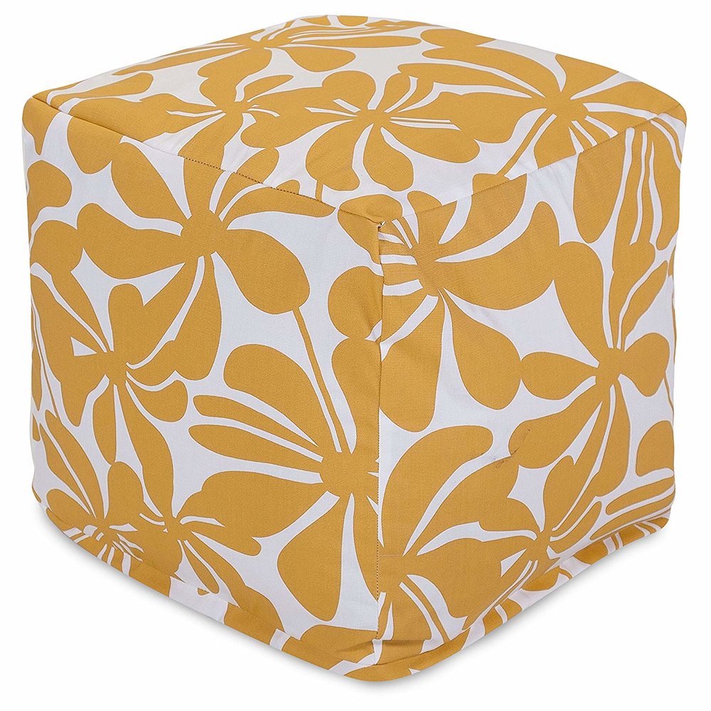 Majestic Home Goods Cube Pouf Plantation Yellow. Picture 1