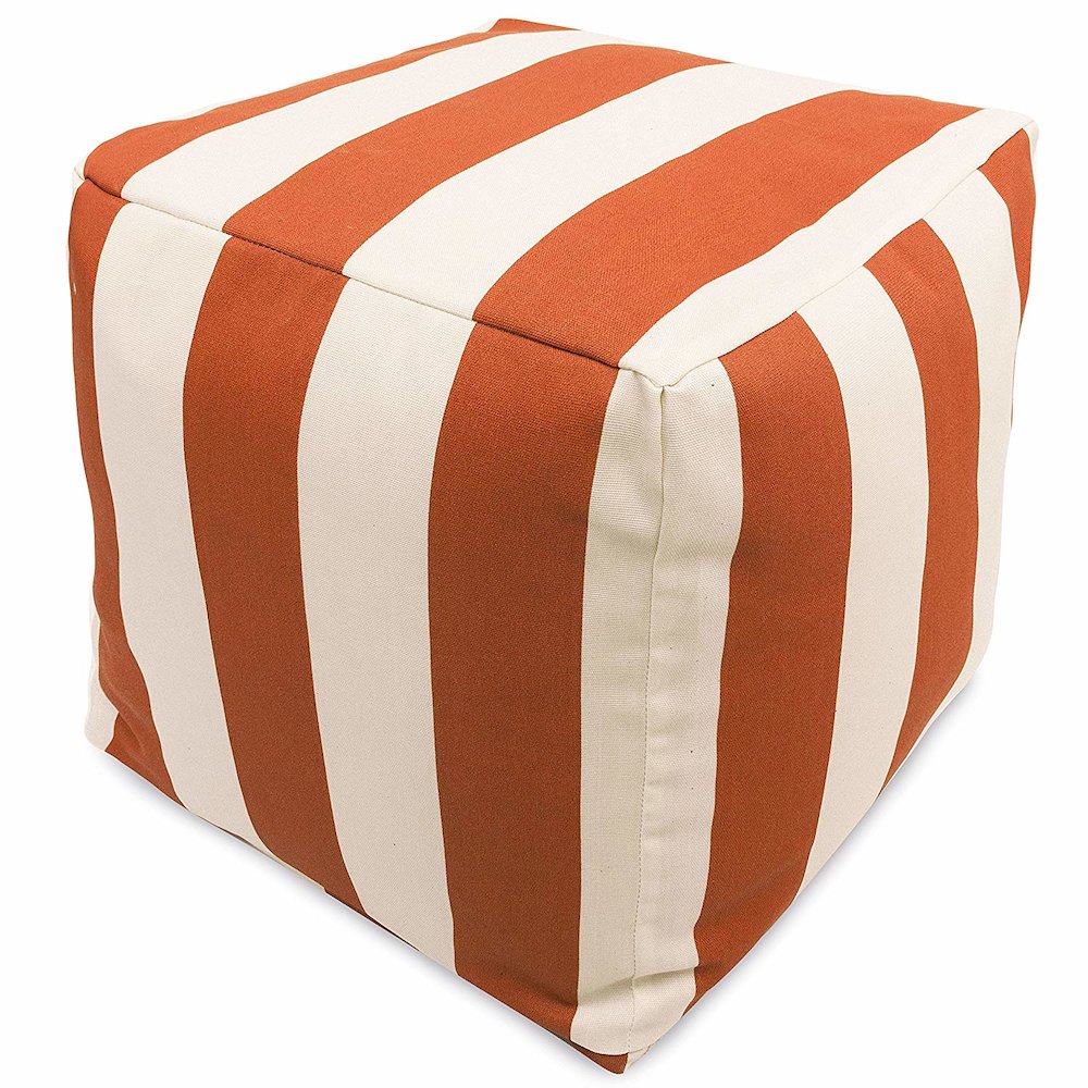 Majestic Home Goods Cube Pouf Vertical Stripe Burnt Orange. Picture 1