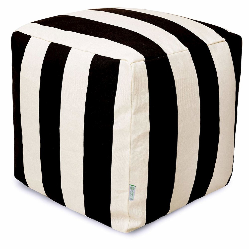 Majestic Home Goods Cube Pouf Vertical Stripe Black. Picture 1