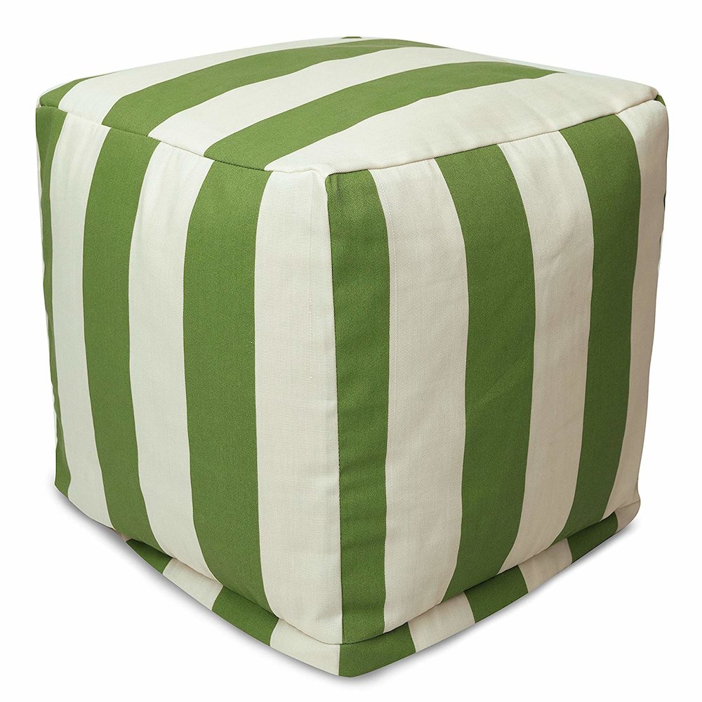 Majestic Home Goods Cube Pouf Vertical Stripe Sage. Picture 1