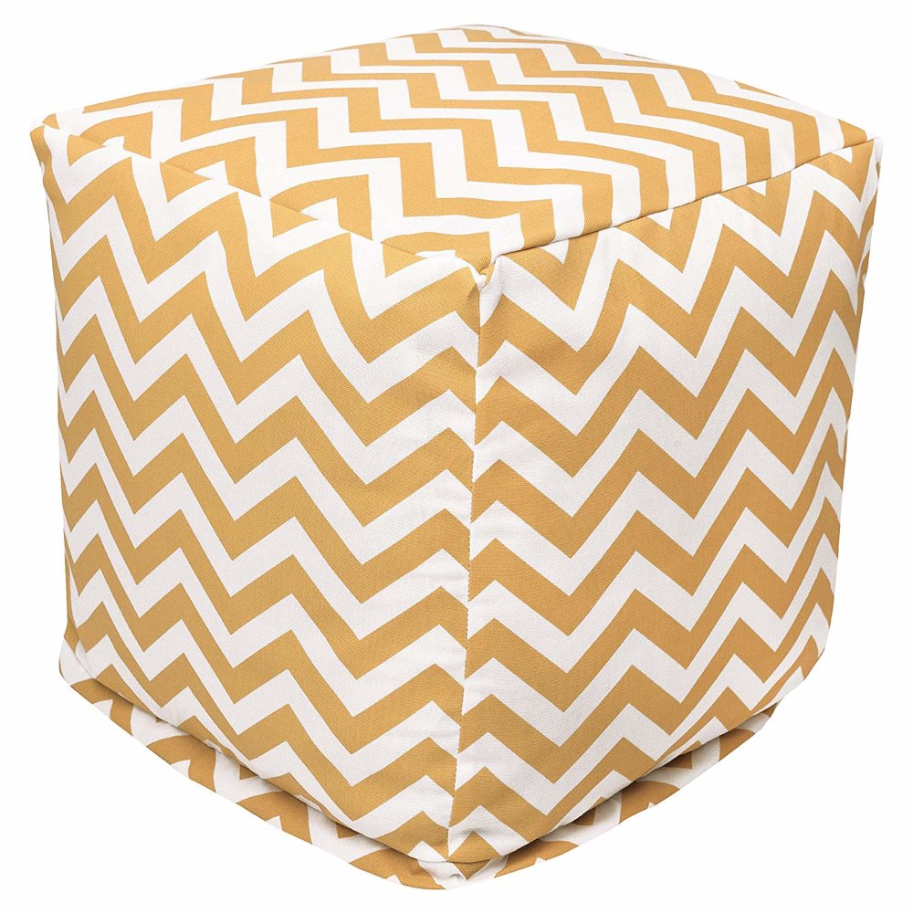 Majestic Home Goods Cube Pouf Chevron Yellow. Picture 1