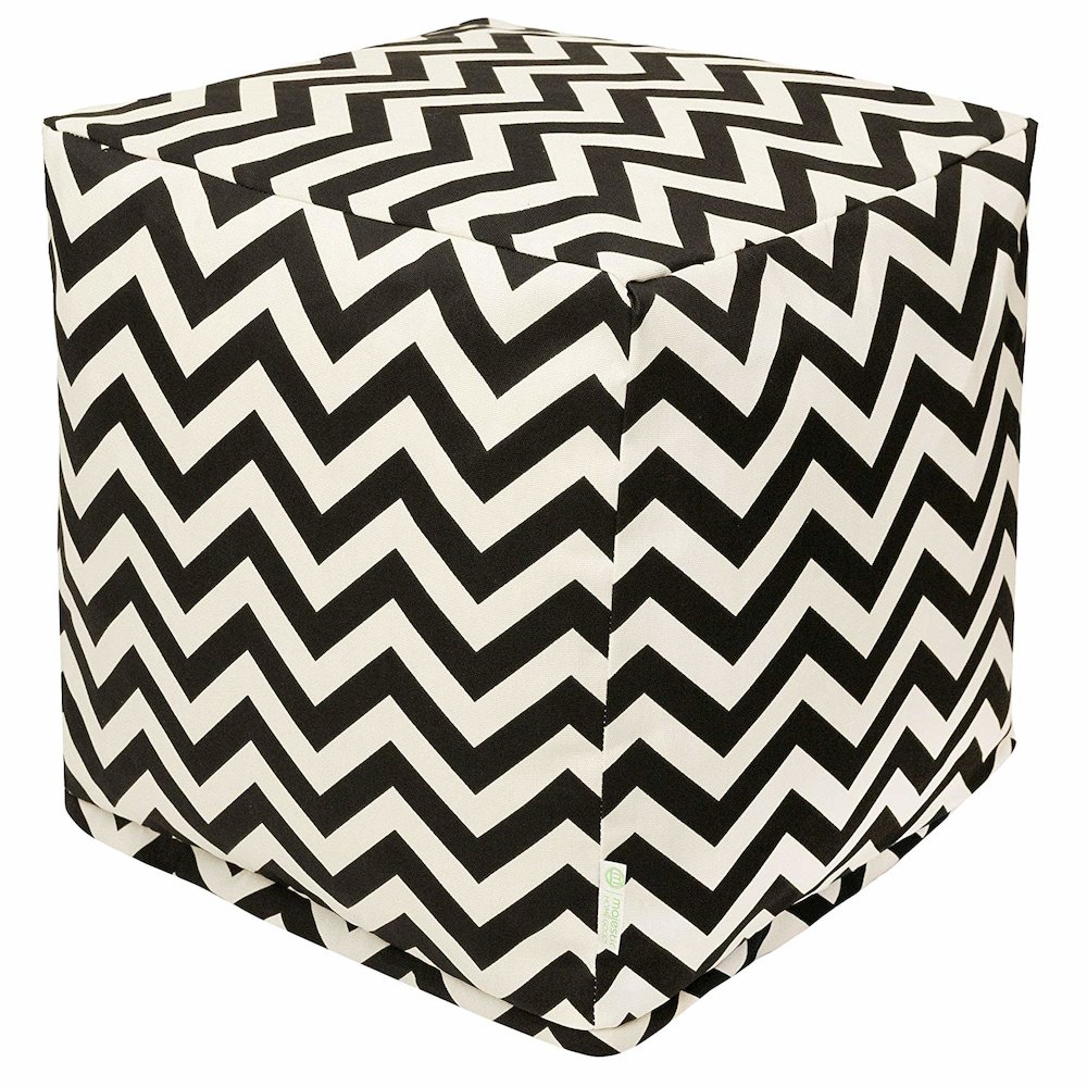 Majestic Home Goods Cube Pouf Chevron Black. Picture 1