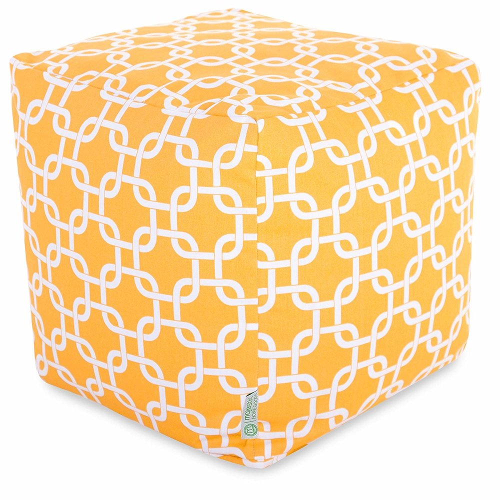 Majestic Home Goods Cube Pouf Links Yellow. Picture 1