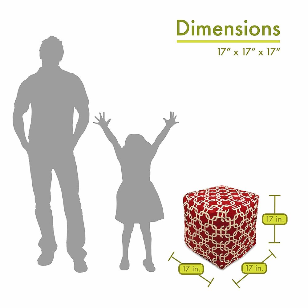 Majestic Home Goods Cube Pouf Links Red. Picture 2