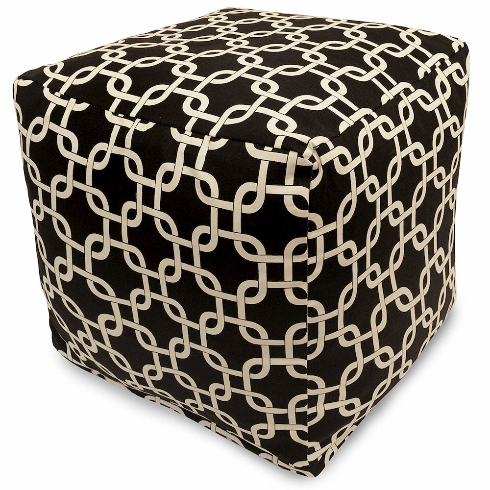 Majestic Home Goods Cube Pouf Links Black. Picture 1