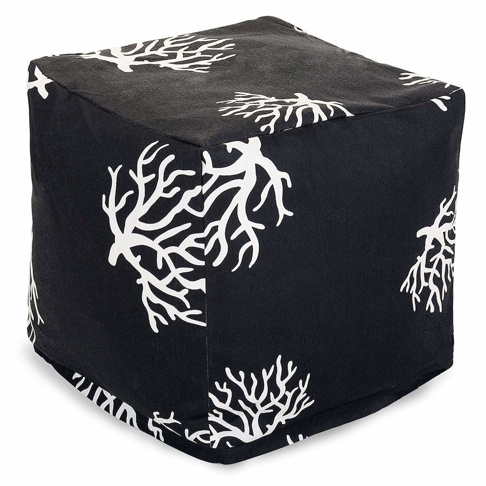 Majestic Home Goods Cube Pouf Coral Black. Picture 1
