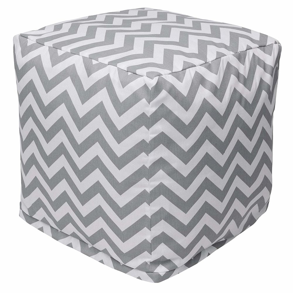Majestic Home Goods Cube Pouf Chevron Gray. Picture 1