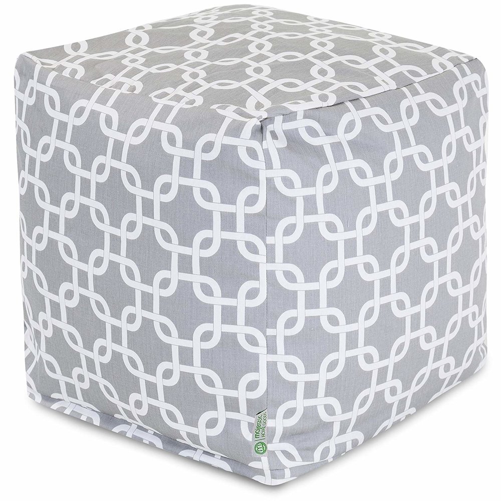 Majestic Home Goods Cube Pouf Links Gray. Picture 1