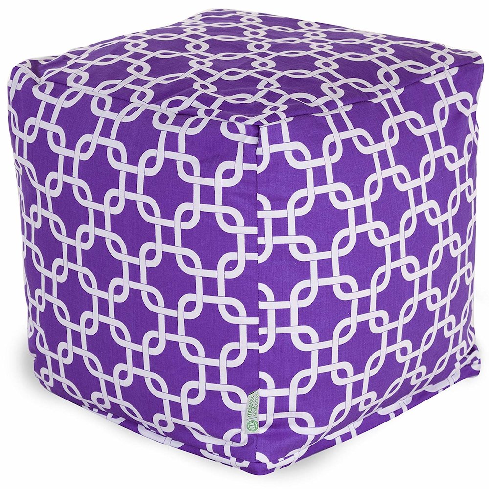 Majestic Home Goods Cube Pouf Links Purple. Picture 1