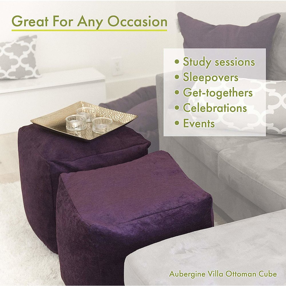 Majestic Home Goods Cube Pouf Links Purple. Picture 5