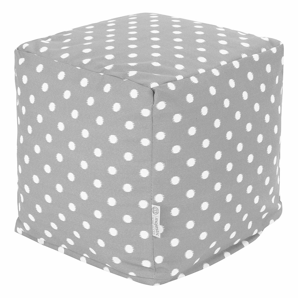 Majestic Home Goods Cube Pouf Ikat Dot Gray. Picture 1