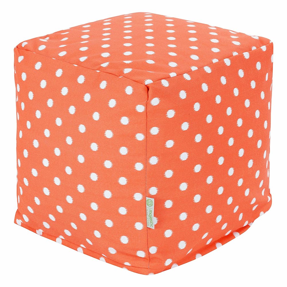 Majestic Home Goods Cube Pouf Ikat Dot Orange. Picture 1